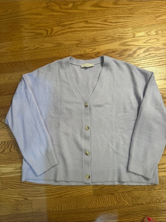 LOFT Sweaters - LOFT Lavender V-Neck Button Front Cardigan